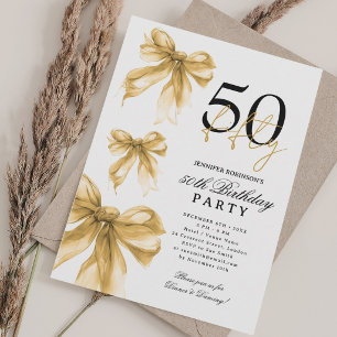 Invitation Fête d'anniversaire de 50 ans Coquette aquarelle d