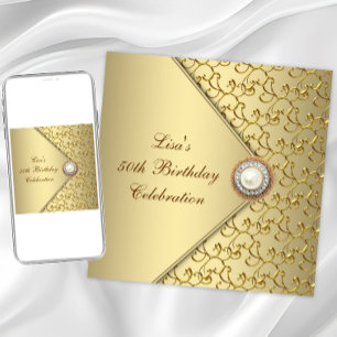 Invitation Fête d'anniversaire de 50 ans de la femme perle d'