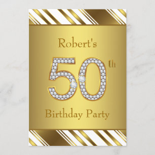 Invitation Fête d'anniversaire de 50 ans Diamants et Or