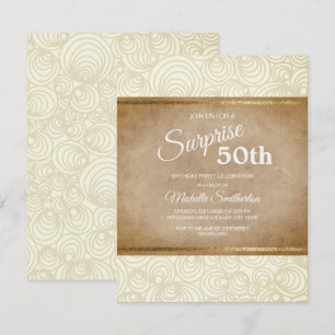 Invitation Fête d'anniversaire de 50 ans élégante ivoire marr