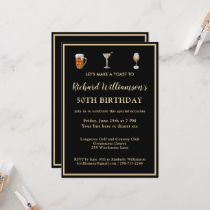 Invitation Fête d'anniversaire de 50 ans élégante moderne noi
