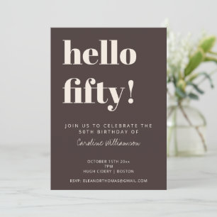 Invitation Fête d'anniversaire de 50 ans en typographie grass