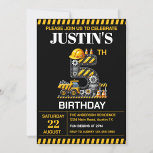 Invitation Fête d'anniversaire de 5 ans de Construction Migno