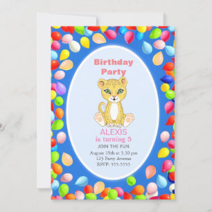 Invitation Fête d'anniversaire de 5 ans de Guépard Mignon & B