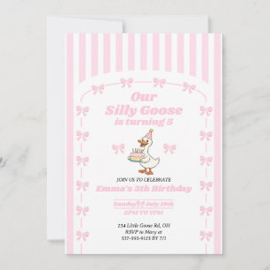 Invitation Fête d'anniversaire de 5 ans de la fille au ruban