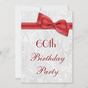 Invitation Fête d'anniversaire de 60 ans Damassé et Nœud Faux