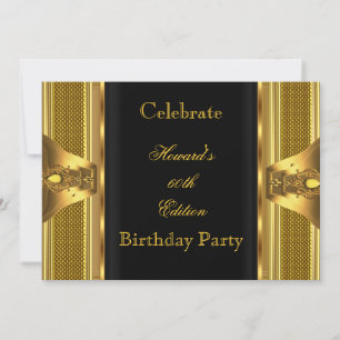 Invitation Fête d'anniversaire de 60 ans Livre Noir Or Antiqu