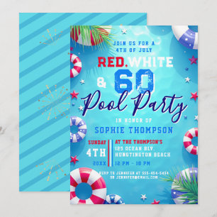 Invitation Fête d'anniversaire de 60 ans pour femme le 4 juil