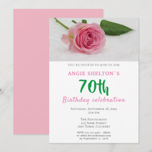 Invitation Fête d'anniversaire de 70 ans aux fleurs de rose r