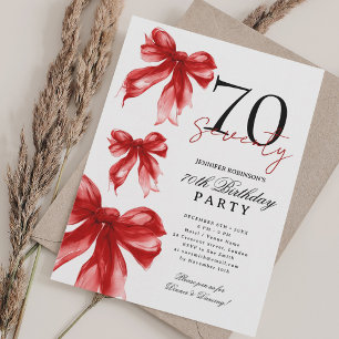 Invitation Fête d'anniversaire de 70 ans Ruban à nœud Coquett