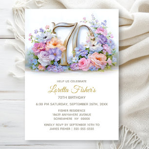 Invitation Fête d'anniversaire de 70 ans Rustique Floral Camp