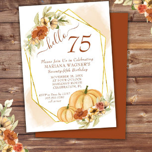 Invitation Fête d'anniversaire de 75 ans à l'aquarelle rustiq