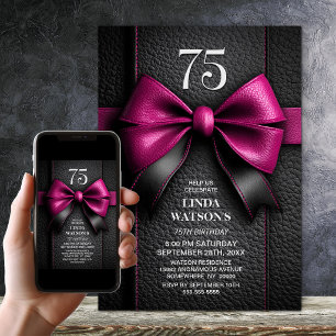 Invitation Fête d'anniversaire de 75 ans avec un ruban en cui