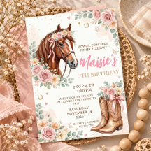 Fête d'anniversaire de 7 ans Cowgirl Riding Rustiq