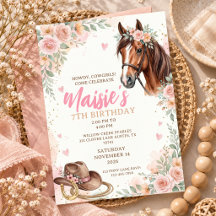 Fête d'anniversaire de 7 ans Cowgirl Riding Rustiq