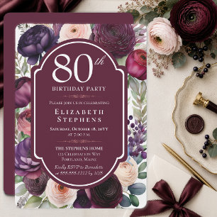 Invitation Fête d'anniversaire de 80 ans aux Ranunculus Flora