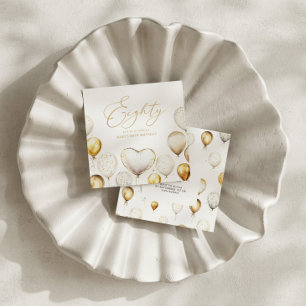 Invitation Fête d'anniversaire de 80 ans Élégant Ballon en Or