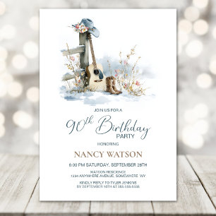 Invitation Fête d'anniversaire de 90 ans Country et Western e