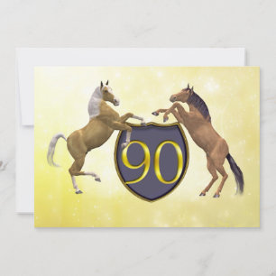 Invitation fête d'anniversaire de 90 ans élevant des chevaux