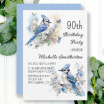 Fête d'anniversaire de 90 ans Geai bleu Fleurs Pri