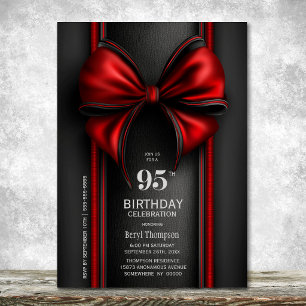Invitation Fête d'anniversaire de 95 ans avec un nœud rouge é