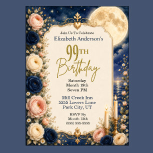 Invitation Fête d'anniversaire de 99 ans Pretty Moonlit Water