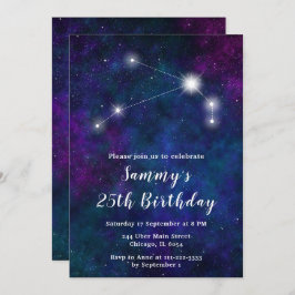 Invitation Fête d'anniversaire de Aries Zodiac Constellation