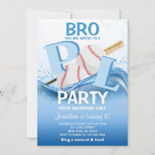 Invitation Fête d'anniversaire de baseball à la piscine 10 an