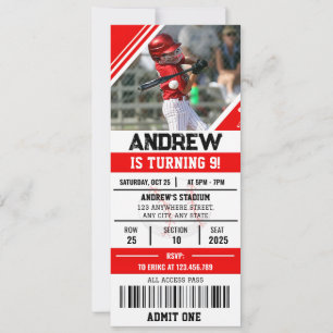 Invitation Fête d'anniversaire de baseball avec photo pour en