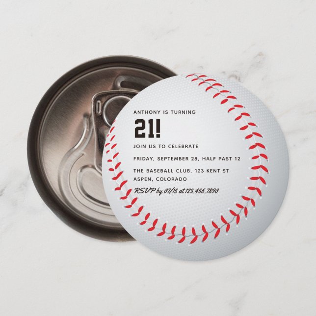 Invitation Fête d'anniversaire de baseball pour adultes (Devant / Derrière)