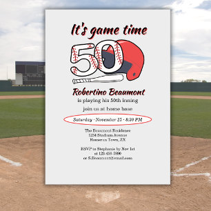 Invitation Fête d'anniversaire de baseball pour son 50e match