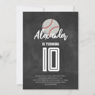 Invitation Fête d'anniversaire de baseball sur tableau noir