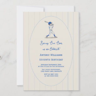 Invitation Fête d'anniversaire de baseball Swing on Over 7 an