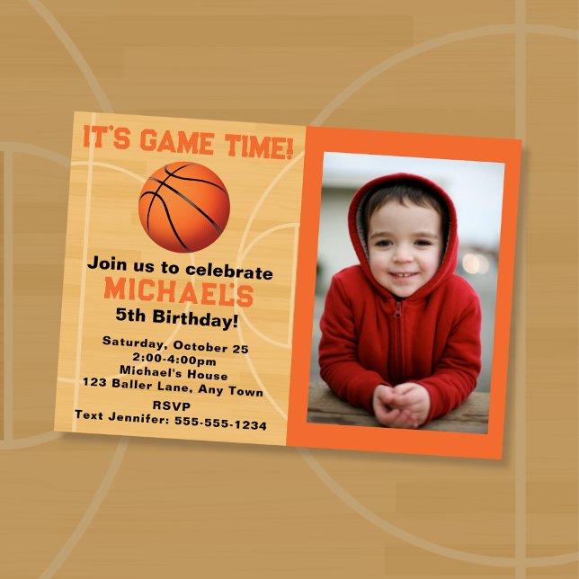 Invitation Fête d'anniversaire de basket-ball (Basketball Theme Birthday Party)