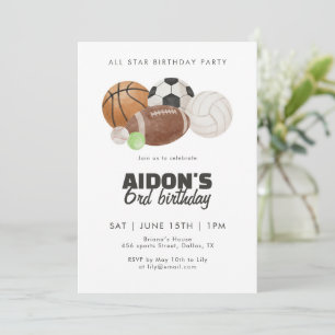 Invitation Fête d'anniversaire de basket-ball All Star Sports