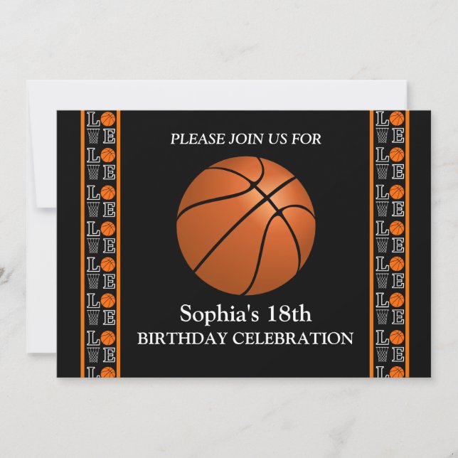 Invitation Fête d'anniversaire de basket-ball, Joueur de bask (Devant)