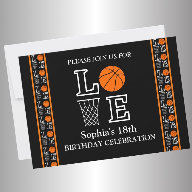 Invitation Fête d'anniversaire de basket-ball, Joueur de bask (Créateur téléchargé)