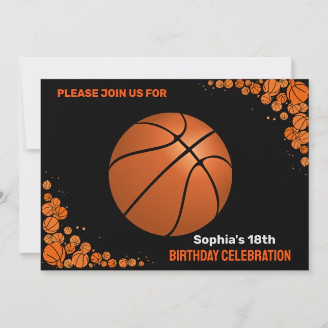Invitation Fête d'anniversaire de basket-ball, Joueur de bask (Devant)