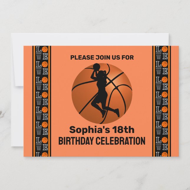 Invitation Fête d'anniversaire de basket-ball, Joueur de bask (Devant)