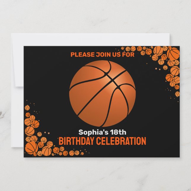Invitation Fête d'anniversaire de basket-ball, Joueur de bask (Devant)