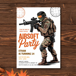 Invitation Fête d'anniversaire de bataille Airsoft Gear Up