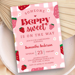 Invitation Fête d'anniversaire de bébé aux fraises sucrées