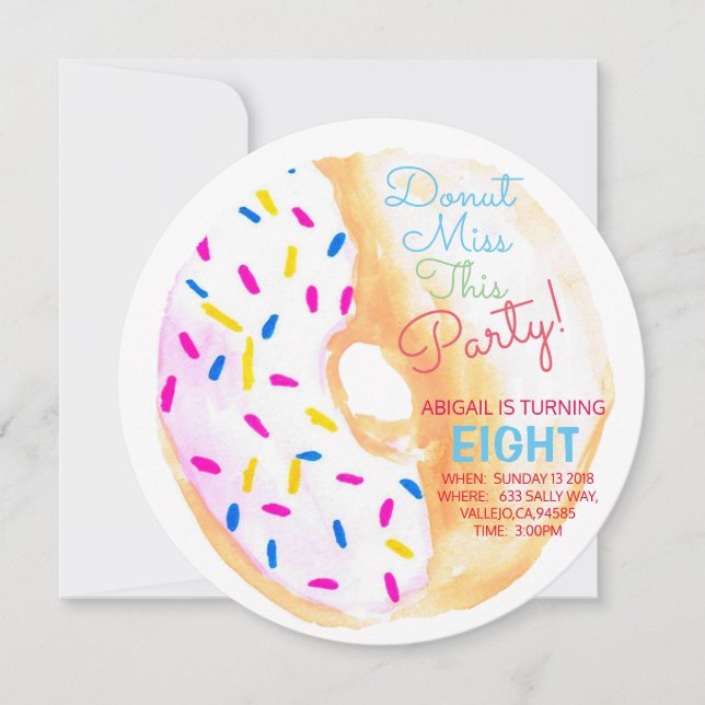 Invitation Fête d'anniversaire de beigne enfant cercle invita (Devant)