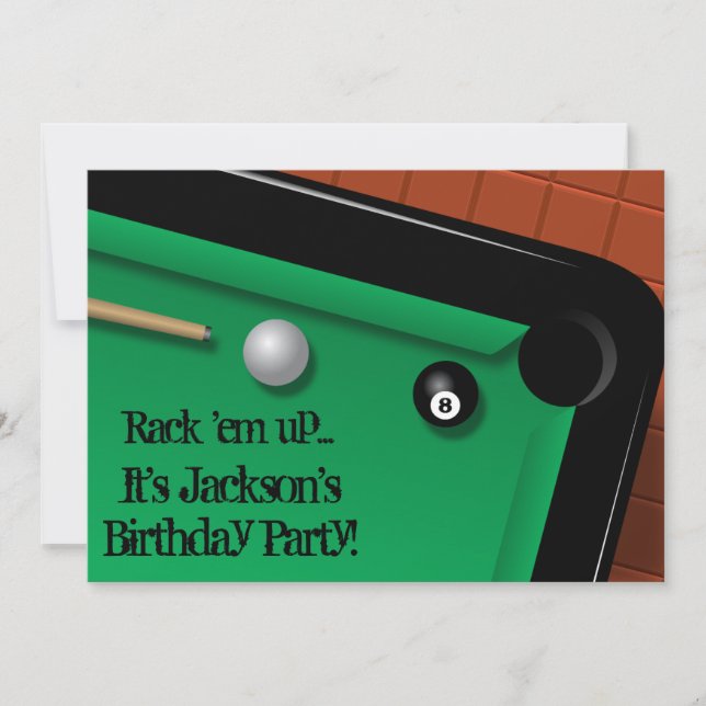 Invitation Fête d'anniversaire de billards (Devant)