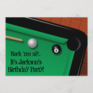 Invitation Fête d'anniversaire de billards
