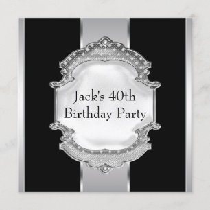Invitation Fête d'anniversaire de Black and Silver Mans