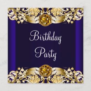 Invitation Fête d'anniversaire de bleu marine de la femme