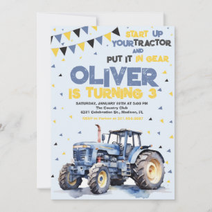 Invitation Fête d'anniversaire de Blue Tractor