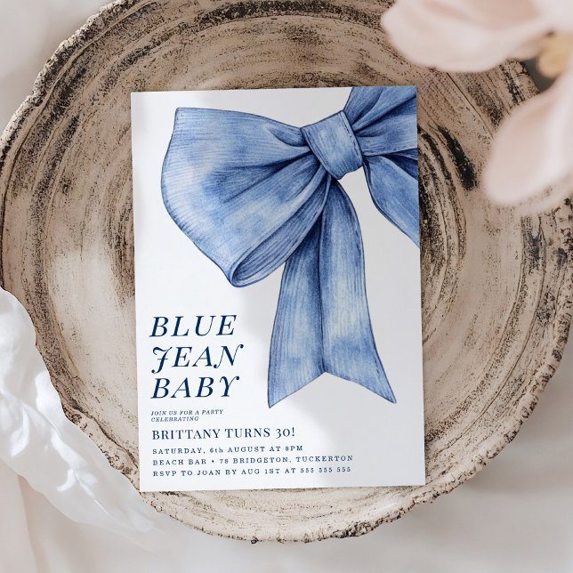 Invitation Fête d'anniversaire de Bow Denim (Créateur téléchargé)