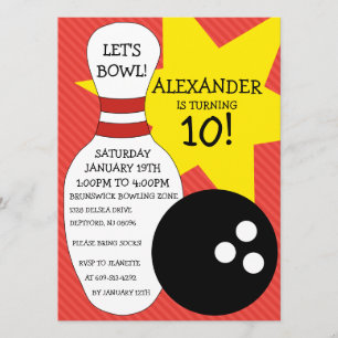 Invitation Fête d'anniversaire de bowling de coup de bowling